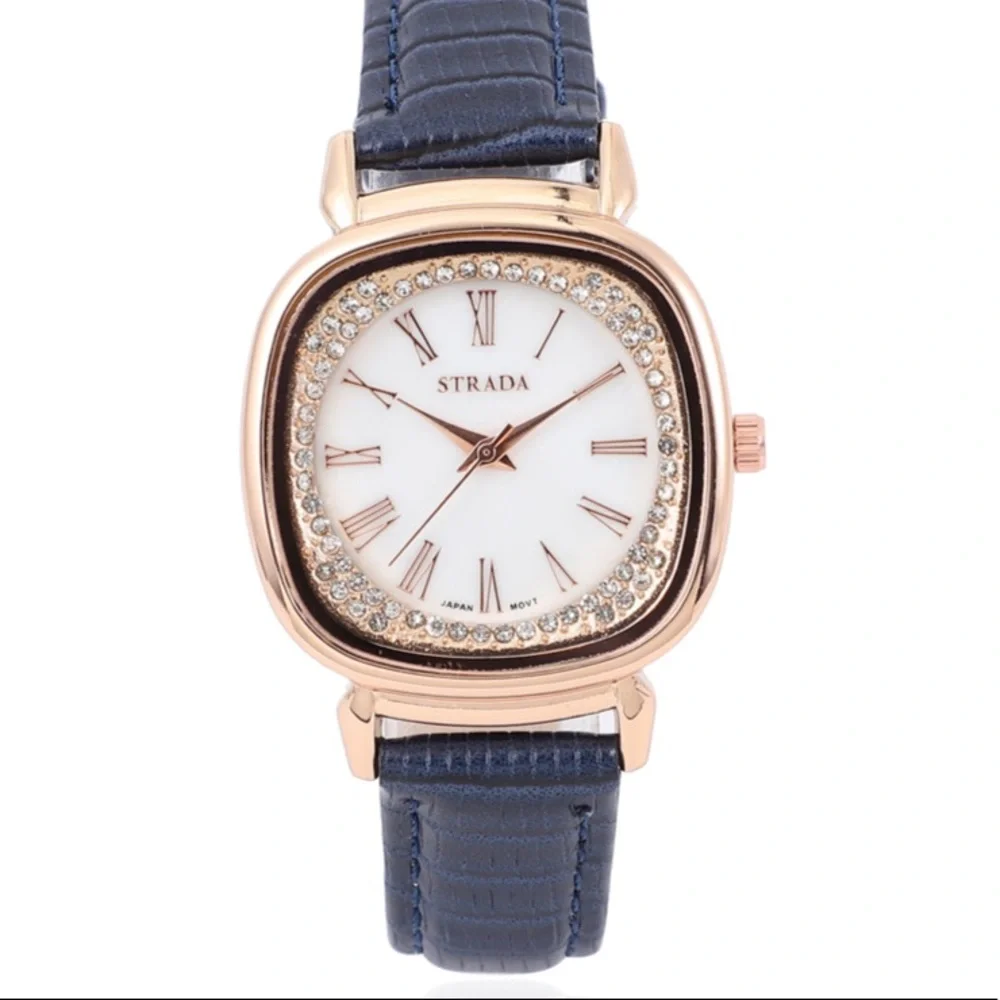 Blue Watch with White Austrian Crystals
